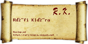Réfi Klára névjegykártya