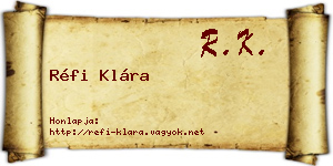 Réfi Klára névjegykártya